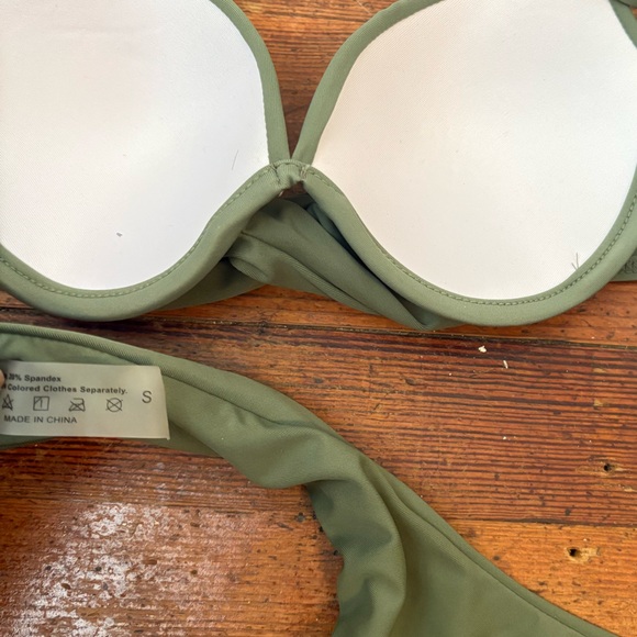 NWOT- Sage Green Push-up Twist Top Bikini Set, Small - Picture 6 of 6